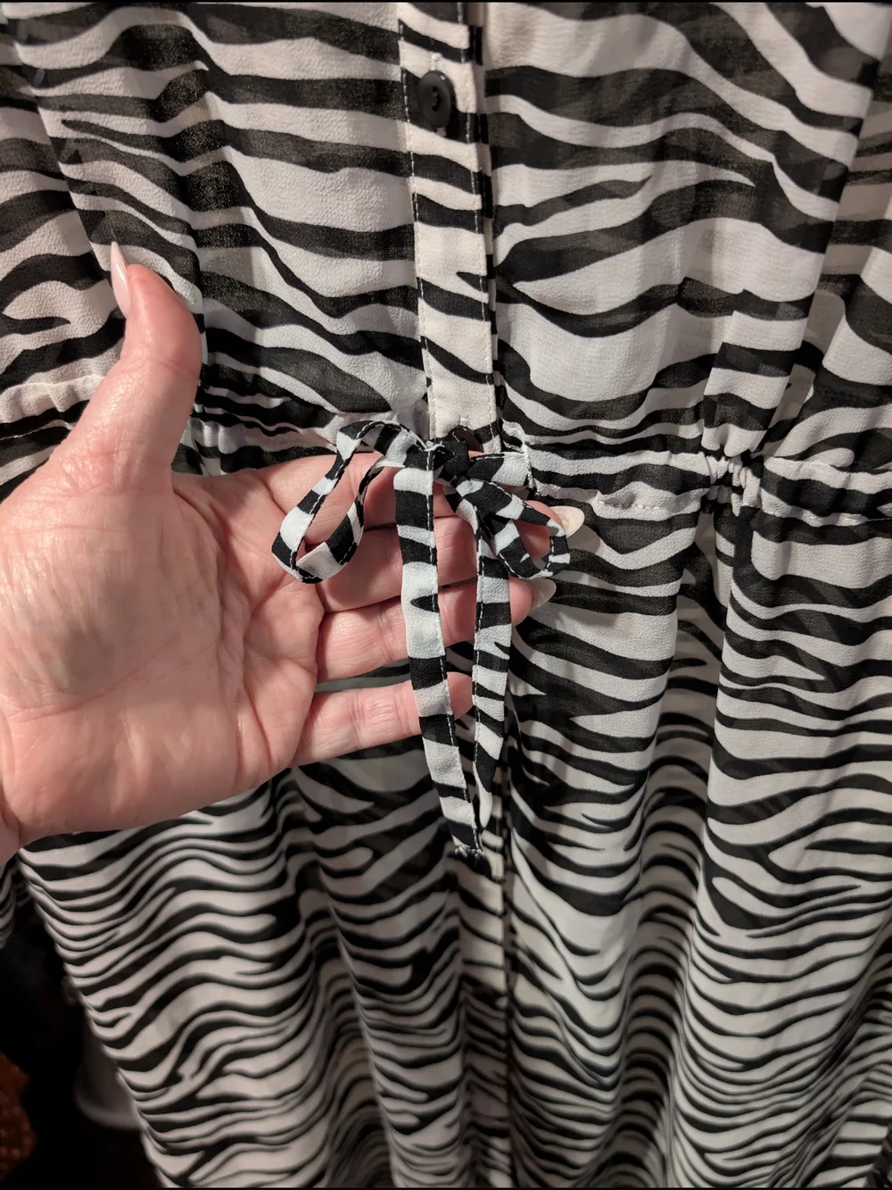 Pour Moi Sheer Zebra Print Button-Front Swim Coverup - Black/White